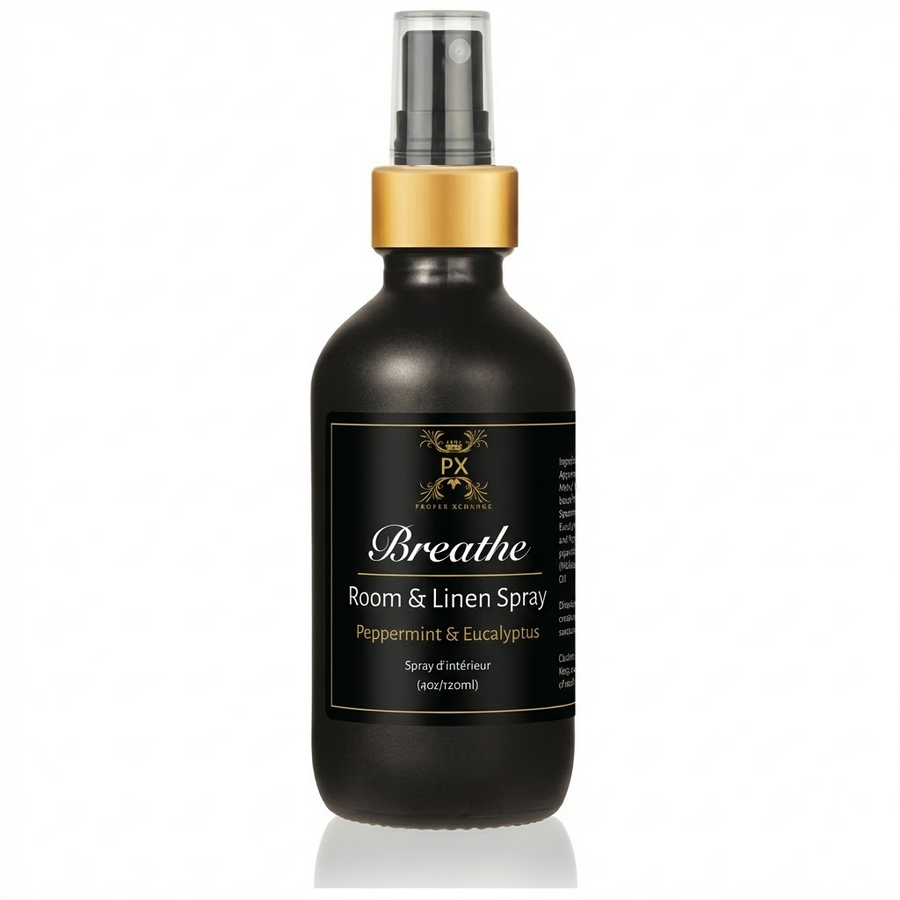 PX Breathe Room & Linen Spray bottle on a white background